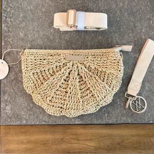 Amiani Woven Straw Clutch Bag | Neutral Boho Evening Handbag